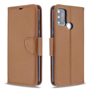 For Huawei Honor 9A Litchi Texture Pure Color Horizontal Flip PU Leather Case with Holder & Card Slots & Wallet & Lanyard(Brown)