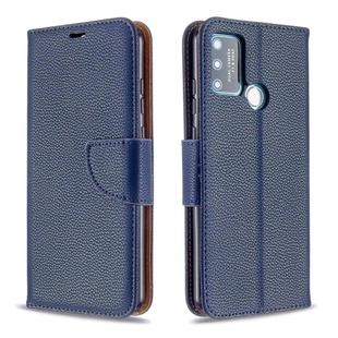 For Huawei Honor 9A Litchi Texture Pure Color Horizontal Flip PU Leather Case with Holder & Card Slots & Wallet & Lanyard(Dark Blue)