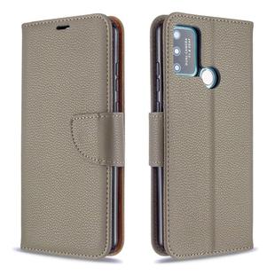 For Huawei Honor 9A Litchi Texture Pure Color Horizontal Flip PU Leather Case with Holder & Card Slots & Wallet & Lanyard(Grey)