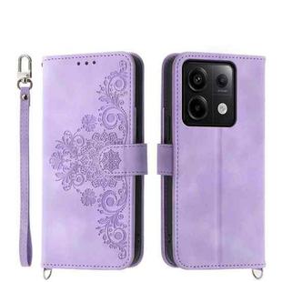 For Xiaomi Redmi Note 13 Pro 5G Skin-feel Flowers Embossed Wallet Leather Phone Case(Purple)