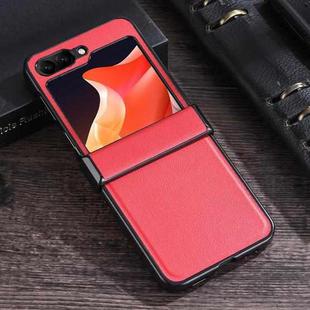 For Samsung Galaxy Z Flip5 Three-stage Folding Leather Texture Phone Case(Red)
