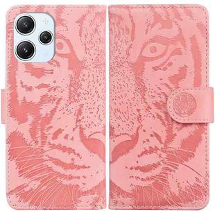 For Xiaomi Redmi 12 Tiger Embossing Pattern Leather Phone Case(Pink)