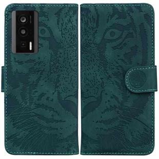 For Xiaomi Poco F5 Pro / Redmi K60 Tiger Embossing Pattern Leather Phone Case(Green)