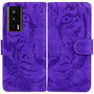 For Xiaomi Poco F5 Pro / Redmi K60 Tiger Embossing Pattern Leather Phone Case(Purple)