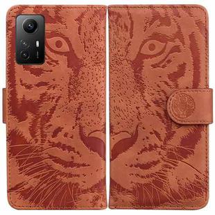 For Xiaomi Redmi Note 12S Tiger Embossing Pattern Leather Phone Case(Brown)