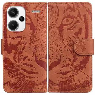 For Xiaomi Redmi Note 13 Pro+ 5G Tiger Embossing Pattern Leather Phone Case(Brown)