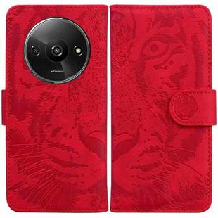 For Xiaomi Redmi A3 Tiger Embossing Pattern Leather Phone Case(Red)