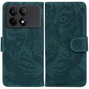 For Xiaomi Redmi K70E / Poco X6 Pro Tiger Embossing Pattern Leather Phone Case(Green)