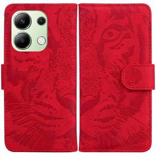 For Xiaomi Redmi Note 13 4G Global Tiger Embossing Pattern Leather Phone Case(Red)