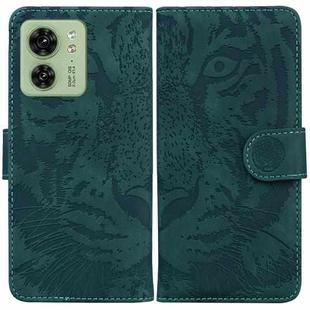 For Motorola Edge 40 Tiger Embossing Pattern Leather Phone Case(Green)