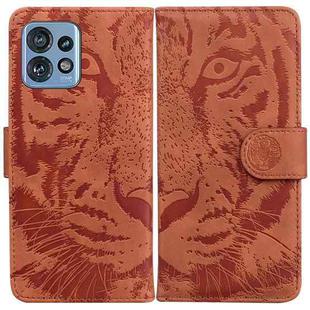 For Motorola Edge 40 Pro Tiger Embossing Pattern Leather Phone Case(Brown)