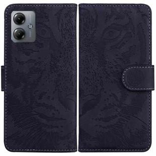 For Motorola Moto G14 Tiger Embossing Pattern Leather Phone Case(Black)