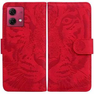 For Motorola Moto G84 Tiger Embossing Pattern Leather Phone Case(Red)