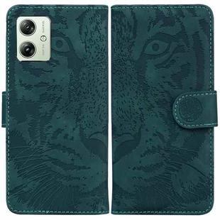 For Motorola Moto G54 Tiger Embossing Pattern Leather Phone Case(Green)