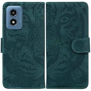 For Motorola Moto G Play 4G 2024 Tiger Embossing Pattern Leather Phone Case(Green)