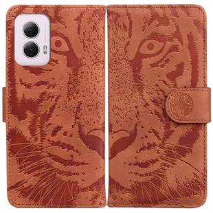 For Motorola Moto G Power 5G 2024 Tiger Embossing Pattern Leather Phone Case(Brown)