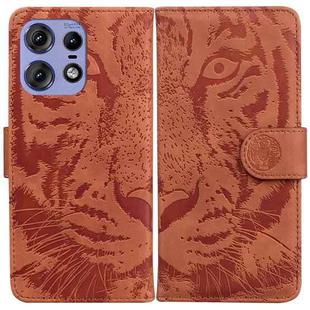 For Motorola Edge 50 Pro Tiger Embossing Pattern Leather Phone Case(Brown)