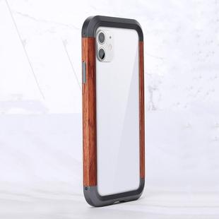 For iPhone 11 R-JUST Metal + Wood Frame Protective Case