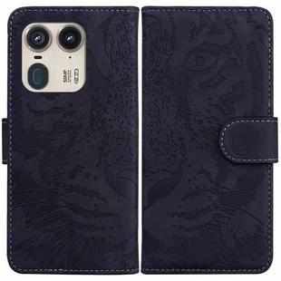 For Motorola Edge 50 Ultra Tiger Embossing Pattern Leather Phone Case(Black)