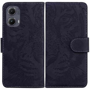 For Motorola Edge 2024 Tiger Embossing Pattern Leather Phone Case(Black)