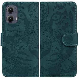 For Motorola Edge 2024 Tiger Embossing Pattern Leather Phone Case(Green)