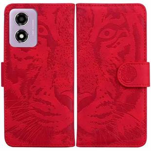 For Motorola Moto G04s / Moto E14 Tiger Embossing Pattern Leather Phone Case(Red)