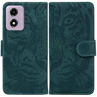 For Motorola Moto G04s / Moto E14 Tiger Embossing Pattern Leather Phone Case(Green)