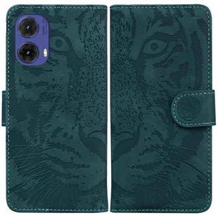 For Motorola Moto G85 Tiger Embossing Pattern Leather Phone Case(Green)