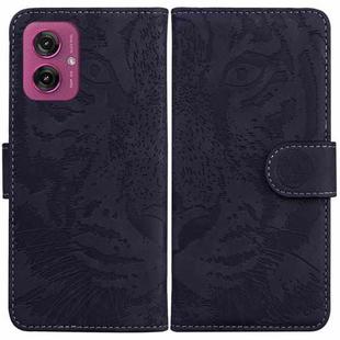 For Motorola Moto G55 Tiger Embossing Pattern Leather Phone Case(Black)