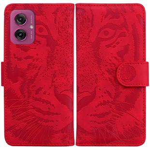 For Motorola Moto G55 Tiger Embossing Pattern Leather Phone Case(Red)