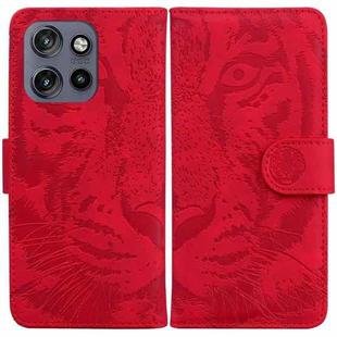 For Motorola Edge 50 Neo 5G Global Tiger Embossing Pattern Leather Phone Case(Red)