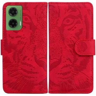 For Motorola Moto G35 Tiger Embossing Pattern Leather Phone Case(Red)