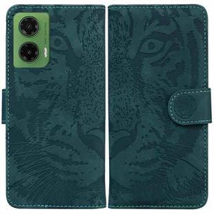 For Motorola Moto G35 Tiger Embossing Pattern Leather Phone Case(Green)