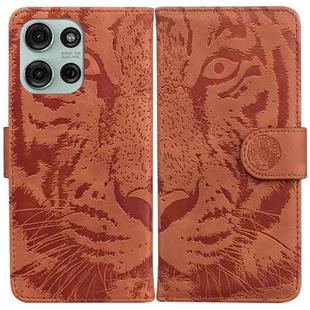 For Motorola Moto G75 5G Tiger Embossing Pattern Leather Phone Case(Brown)