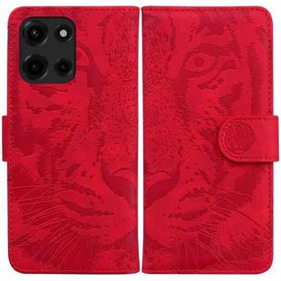 For Motorola Moto G 5G 2025 Tiger Embossing Pattern Leather Phone Case(Red)