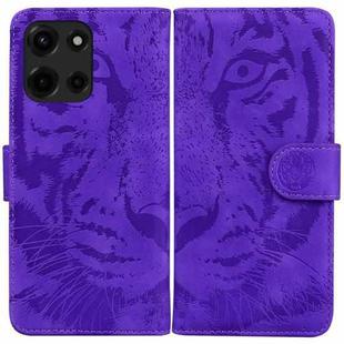 For Motorola Moto G 5G 2025 Tiger Embossing Pattern Leather Phone Case(Purple)