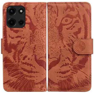 For Motorola Moto G 5G 2025 Tiger Embossing Pattern Leather Phone Case(Brown)