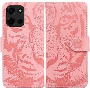 For Motorola Moto G 5G 2025 Tiger Embossing Pattern Leather Phone Case(Pink)