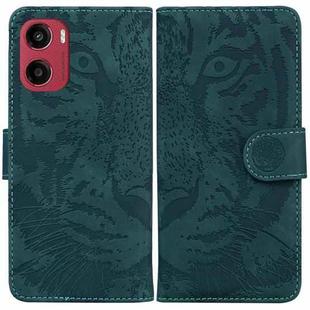 For Motorola Moto G05 / E15 Tiger Embossing Pattern Leather Phone Case(Green)