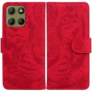 For Motorola Moto G15 Tiger Embossing Pattern Leather Phone Case(Red)