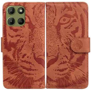 For Motorola Moto G15 Tiger Embossing Pattern Leather Phone Case(Brown)