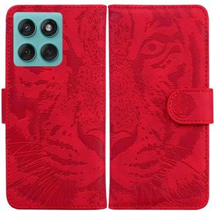 For Motorola Edge 60 Fusion / Edge 5G 2025 Tiger Embossing Pattern Leather Phone Case(Red)