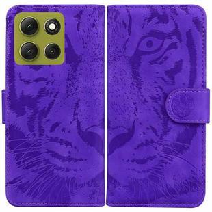 For Motorola Moto G86 5G Tiger Embossing Pattern Leather Phone Case(Purple)