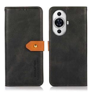 For Huawei nova 11 KHAZNEH Dual-color Cowhide Texture Flip Leather Phone Case(Black)
