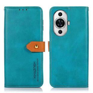 For Huawei nova 11 KHAZNEH Dual-color Cowhide Texture Flip Leather Phone Case(Blue)