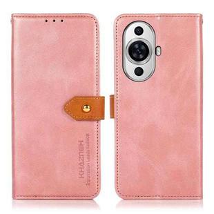 For Huawei nova 11 Pro / 11 Ultra KHAZNEH Dual-color Cowhide Texture Flip Leather Phone Case(Rose Gold)