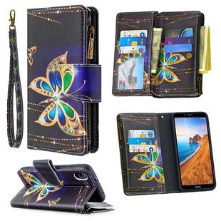 For Xiaomi Redmi 7A Colored Drawing Pattern Zipper Horizontal Flip Leather Case with Holder & Card Slots & Wallet(Big Butterfly)