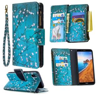 For Xiaomi Redmi 7A Colored Drawing Pattern Zipper Horizontal Flip Leather Case with Holder & Card Slots & Wallet(Plum Blossom)