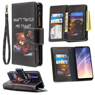 For Xiaomi Redmi 7 Colored Drawing Pattern Zipper Horizontal Flip Leather Case with Holder & Card Slots & Wallet(Bear)