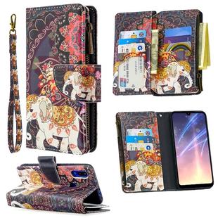 For Xiaomi Redmi 7 Colored Drawing Pattern Zipper Horizontal Flip Leather Case with Holder & Card Slots & Wallet(Flower Elephants)